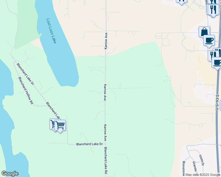 map of restaurants, bars, coffee shops, grocery stores, and more near 15 Lamb Lane in Whitefish
