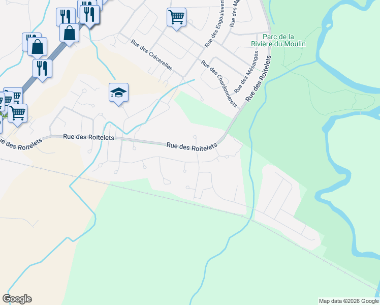 map of restaurants, bars, coffee shops, grocery stores, and more near 1989 Rue des Roitelets in Saguenay
