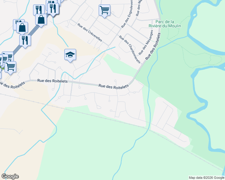 map of restaurants, bars, coffee shops, grocery stores, and more near 1989 Rue des Roitelets in Saguenay