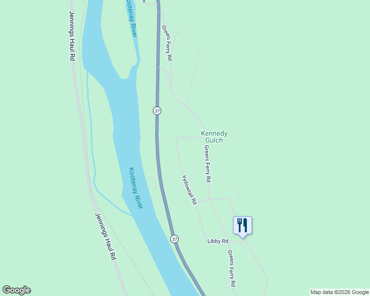 map of restaurants, bars, coffee shops, grocery stores, and more near 57 Yellowtail Road in Libby