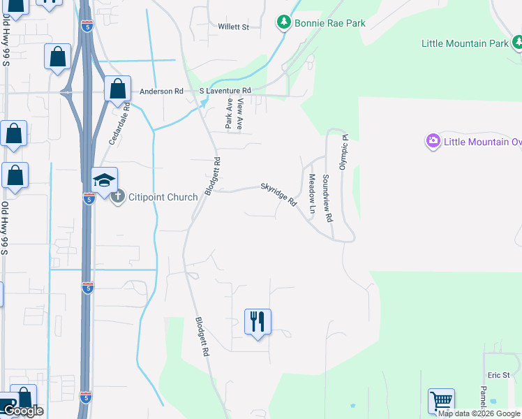 map of restaurants, bars, coffee shops, grocery stores, and more near 19677 Montpiliar Place in Mount Vernon
