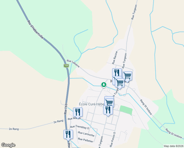map of restaurants, bars, coffee shops, grocery stores, and more near 684 Rue Labarre in Hébertville