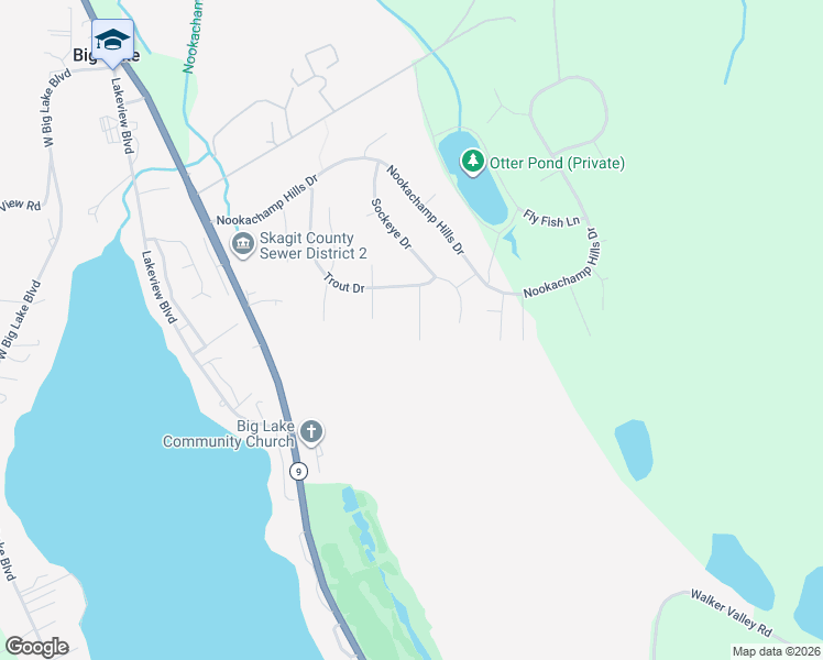 map of restaurants, bars, coffee shops, grocery stores, and more near 17228 River Rock Road in Mount Vernon