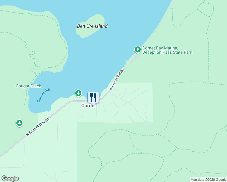 map of restaurants, bars, coffee shops, grocery stores, and more near 213 Cornet Bay Road in Oak Harbor