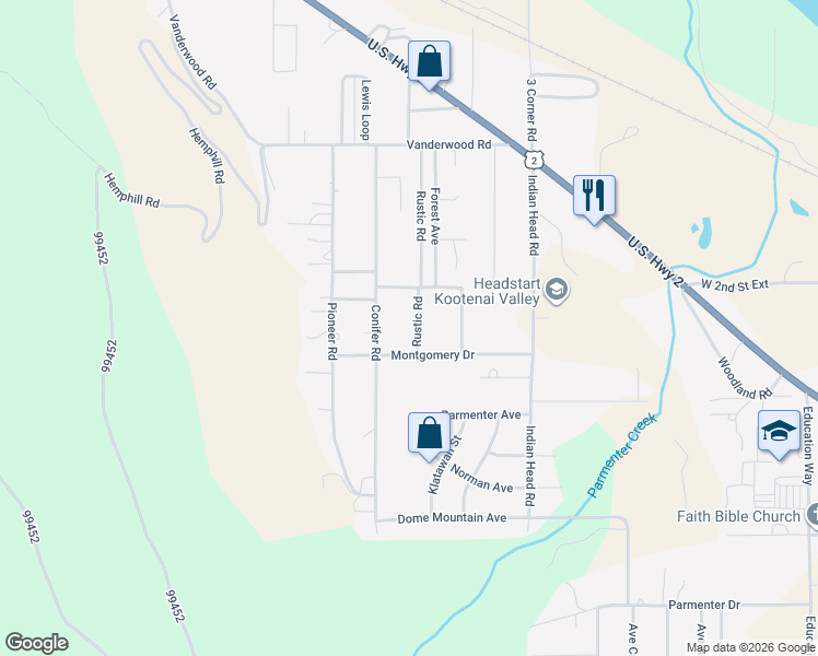 map of restaurants, bars, coffee shops, grocery stores, and more near 307-341 Rustic Road in Libby