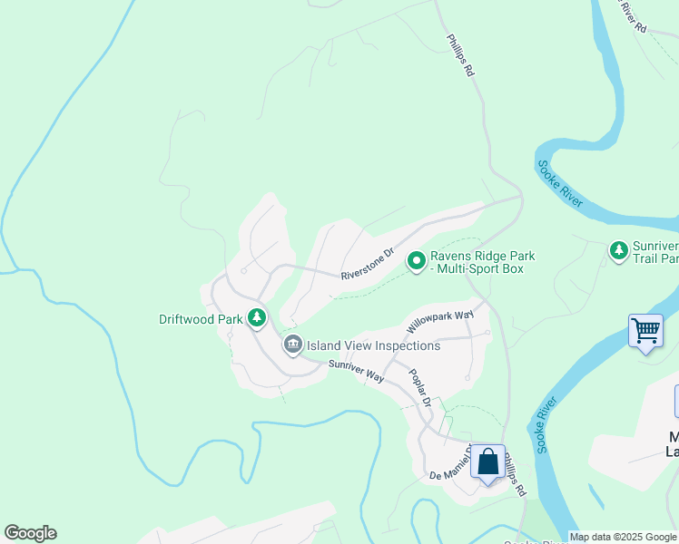 map of restaurants, bars, coffee shops, grocery stores, and more near 2515 Watling Way in Sooke
