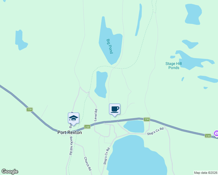 map of restaurants, bars, coffee shops, grocery stores, and more near World Pond Road in Port Rexton