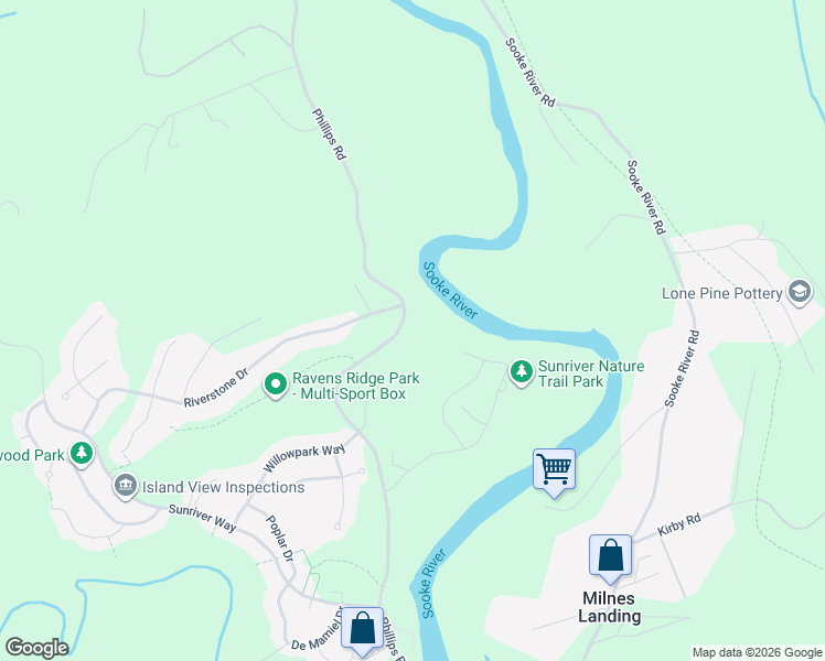 map of restaurants, bars, coffee shops, grocery stores, and more near 2455 Phillips Road in Sooke