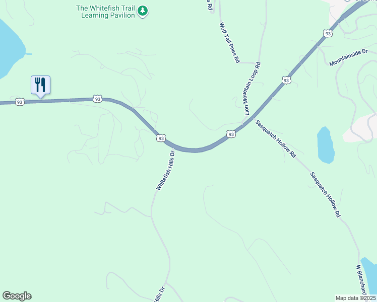 map of restaurants, bars, coffee shops, grocery stores, and more near U.S. 93 in Whitefish