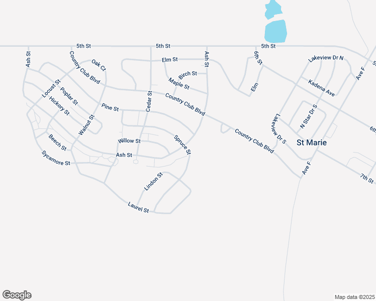 map of restaurants, bars, coffee shops, grocery stores, and more near Spruce Street in St. Marie