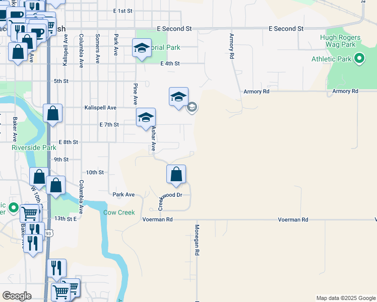 map of restaurants, bars, coffee shops, grocery stores, and more near 821 Ashar Avenue in Whitefish