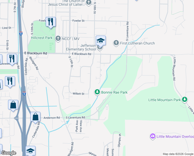map of restaurants, bars, coffee shops, grocery stores, and more near 1814 Aemmer Street in Mount Vernon