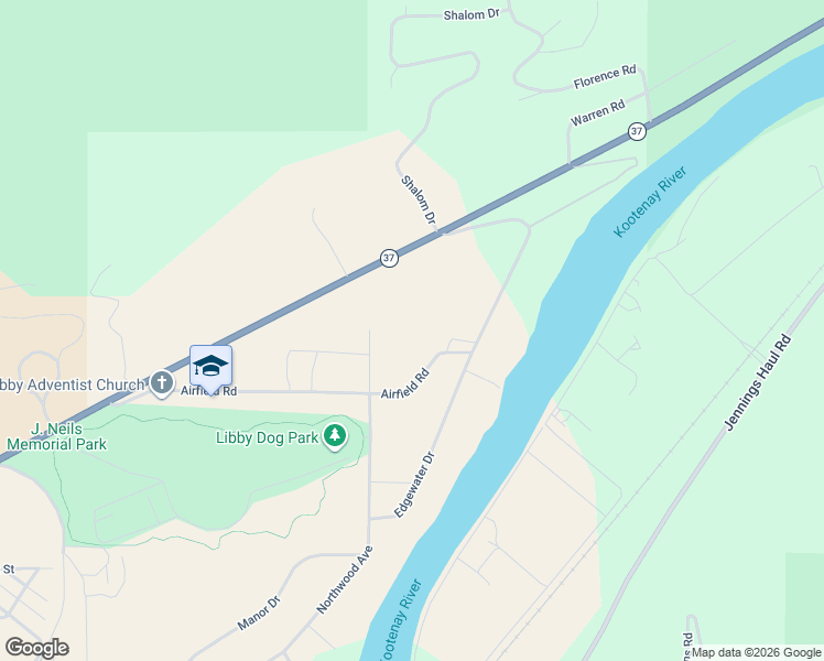 map of restaurants, bars, coffee shops, grocery stores, and more near 659 Airfield Road in Libby