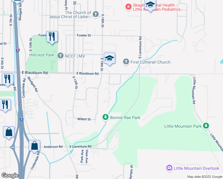 map of restaurants, bars, coffee shops, grocery stores, and more near 2110 South 19th Street in Mount Vernon