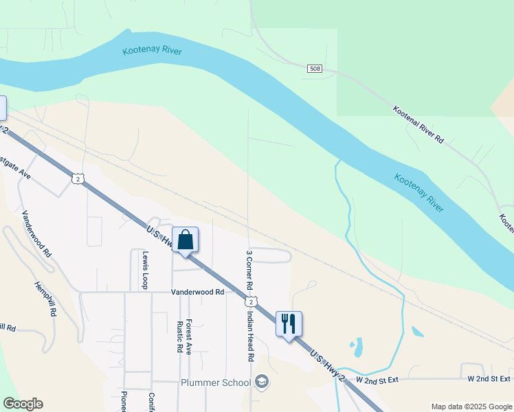map of restaurants, bars, coffee shops, grocery stores, and more near 166-334 3 Corner Road in Libby