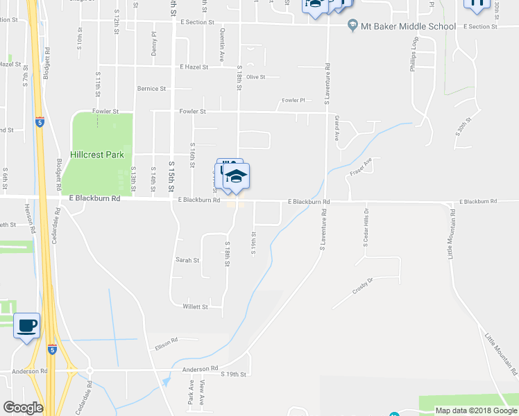 map of restaurants, bars, coffee shops, grocery stores, and more near 1908 East Blackburn Road in Mount Vernon