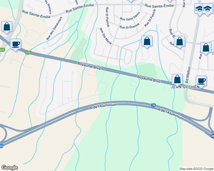map of restaurants, bars, coffee shops, grocery stores, and more near 2961 Rue du Rubis in Saguenay