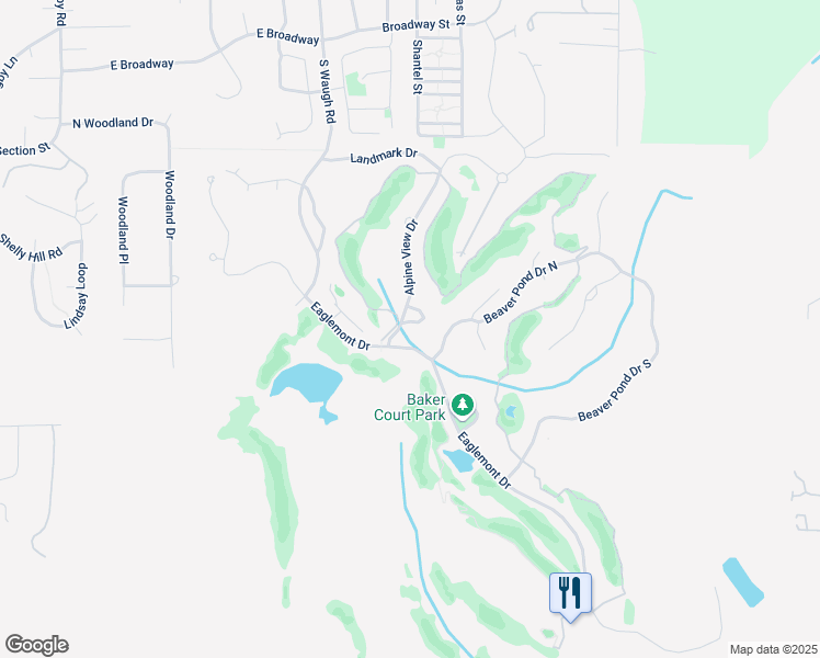 map of restaurants, bars, coffee shops, grocery stores, and more near 1600 Alpine Crest Loop in Mount Vernon
