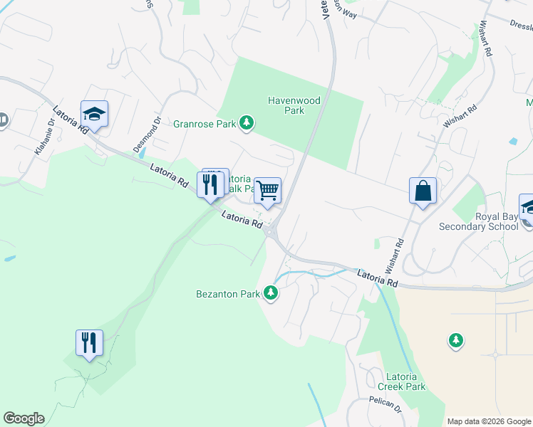 map of restaurants, bars, coffee shops, grocery stores, and more near 611 Brookside Road in Victoria
