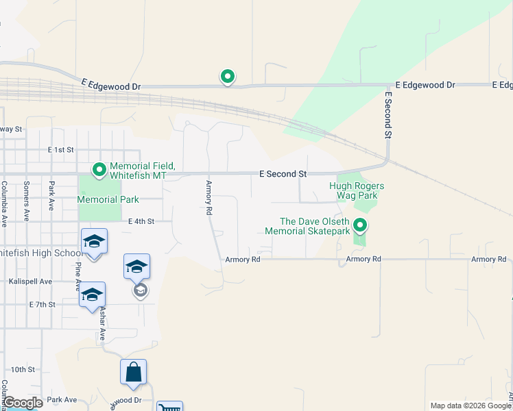 map of restaurants, bars, coffee shops, grocery stores, and more near 1637 2nd Street East in Whitefish
