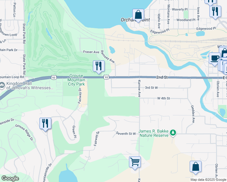 map of restaurants, bars, coffee shops, grocery stores, and more near 743 3rd Street West in Whitefish