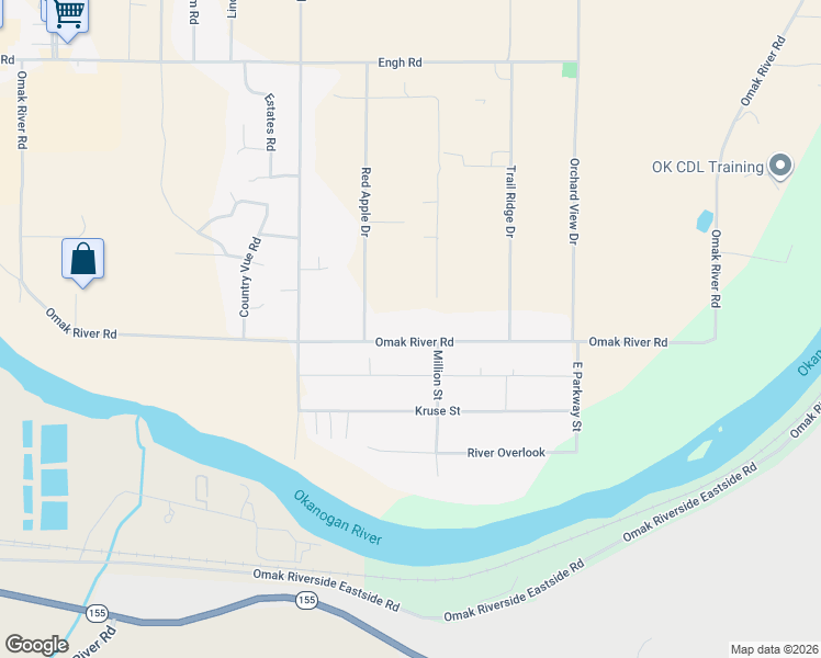 map of restaurants, bars, coffee shops, grocery stores, and more near 2 Million Street in Omak