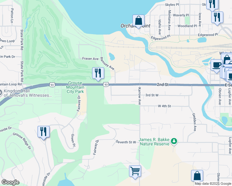 map of restaurants, bars, coffee shops, grocery stores, and more near 743 3rd Street West in Whitefish