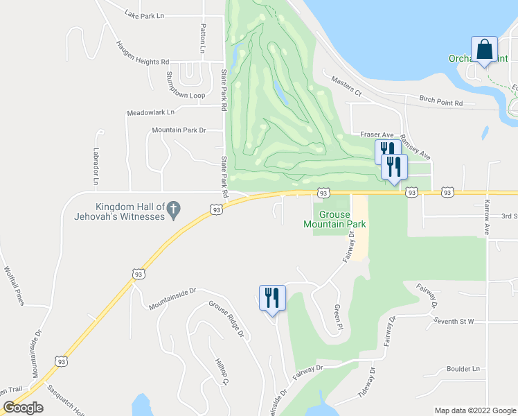 map of restaurants, bars, coffee shops, grocery stores, and more near 1515 U.S. 93 in Whitefish