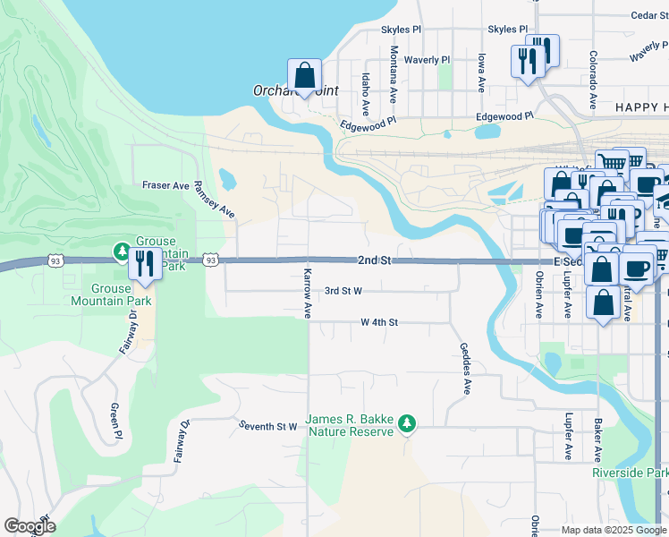 map of restaurants, bars, coffee shops, grocery stores, and more near 532 2nd Street in Whitefish