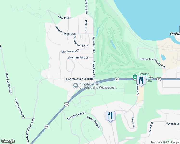 map of restaurants, bars, coffee shops, grocery stores, and more near 2010 Lion Mountain Loop Road in Whitefish