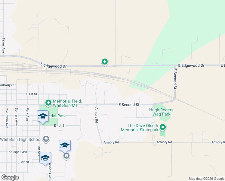 map of restaurants, bars, coffee shops, grocery stores, and more near 1500 East Second Street in Whitefish