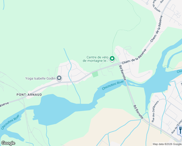 map of restaurants, bars, coffee shops, grocery stores, and more near Chemin de la Réserve in Saguenay
