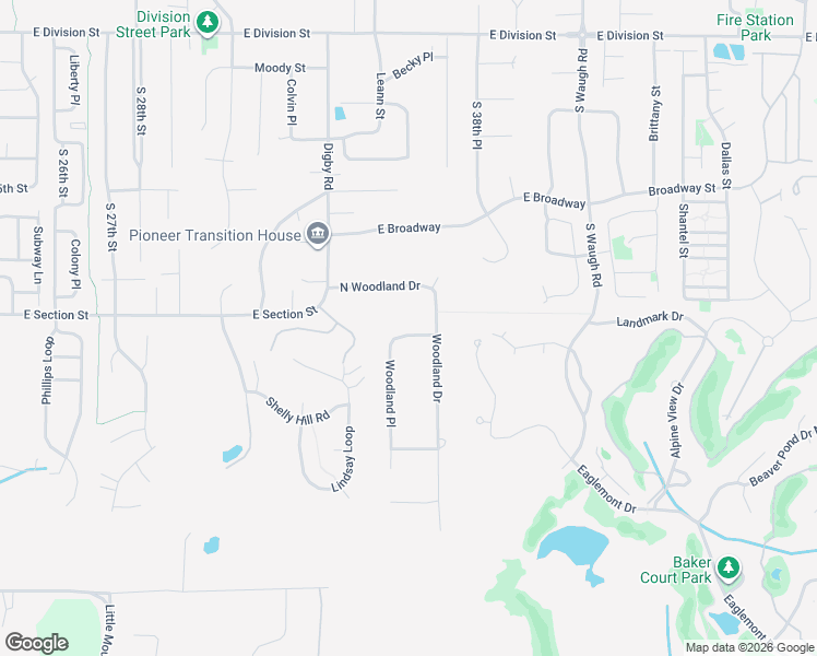 map of restaurants, bars, coffee shops, grocery stores, and more near 3631 North Woodland Place in Mount Vernon