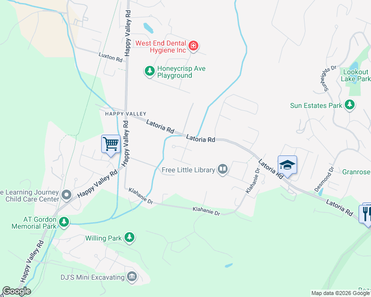 map of restaurants, bars, coffee shops, grocery stores, and more near Pritchard Creek Road in Victoria