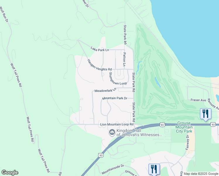 map of restaurants, bars, coffee shops, grocery stores, and more near 1146 Meadowlark Lane in Whitefish