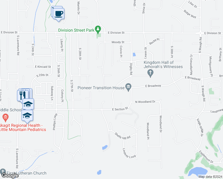 map of restaurants, bars, coffee shops, grocery stores, and more near 1015 Digby Lane in Mount Vernon