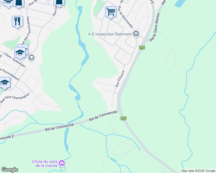 map of restaurants, bars, coffee shops, grocery stores, and more near 1414 Rue Adélard Gobeil in Saguenay