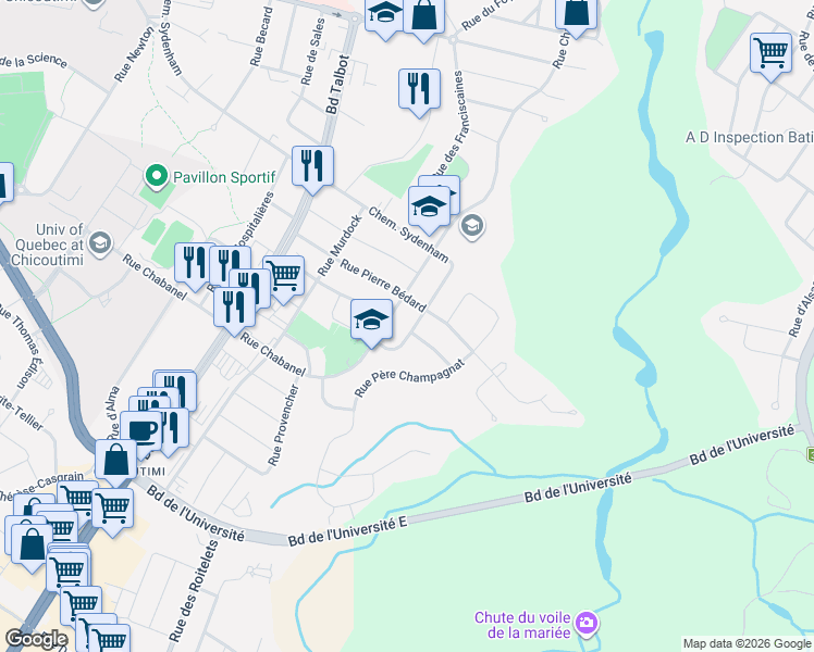 map of restaurants, bars, coffee shops, grocery stores, and more near 790 Rue D'Argenson in Saguenay