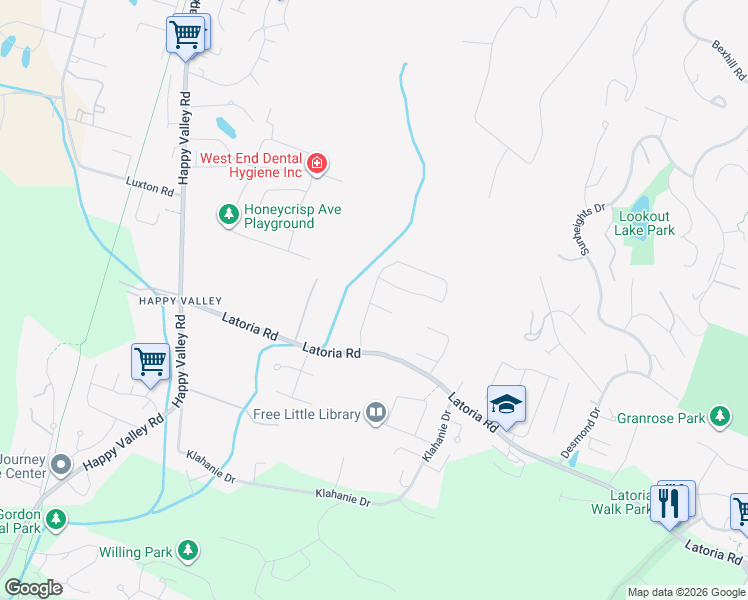 map of restaurants, bars, coffee shops, grocery stores, and more near 1122 Golden Spire Crescent in Langford