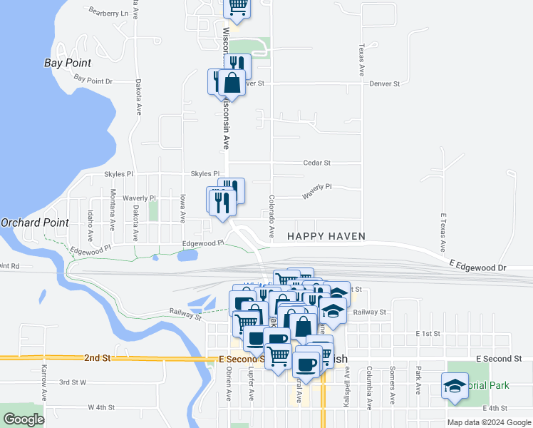 map of restaurants, bars, coffee shops, grocery stores, and more near 110 Colorado Avenue in Whitefish