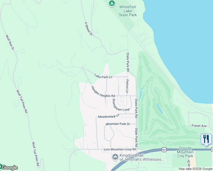 map of restaurants, bars, coffee shops, grocery stores, and more near 265 Haugen Heights Road in Whitefish