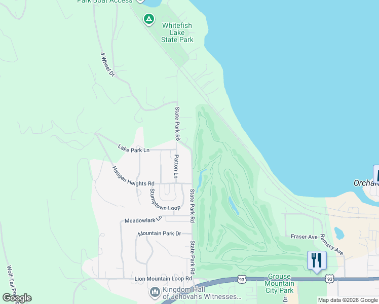 map of restaurants, bars, coffee shops, grocery stores, and more near 1035 State Park Road in Whitefish