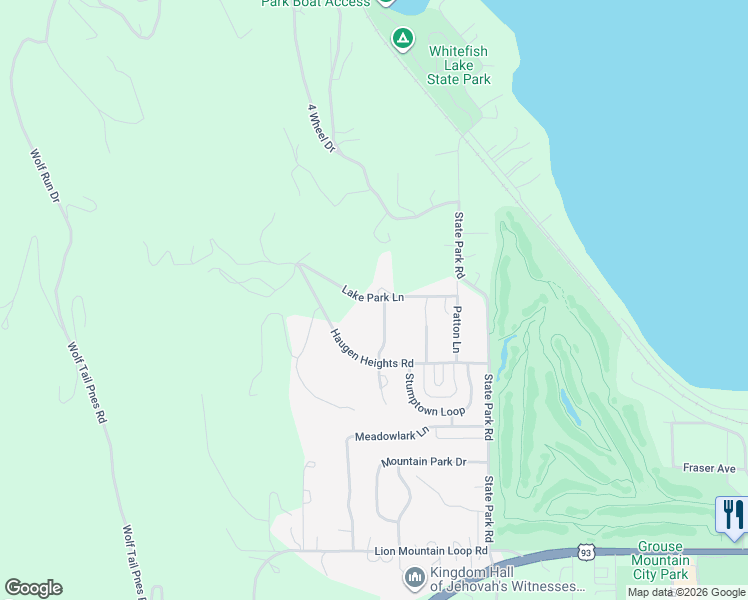 map of restaurants, bars, coffee shops, grocery stores, and more near 754 Icehouse Road in Whitefish