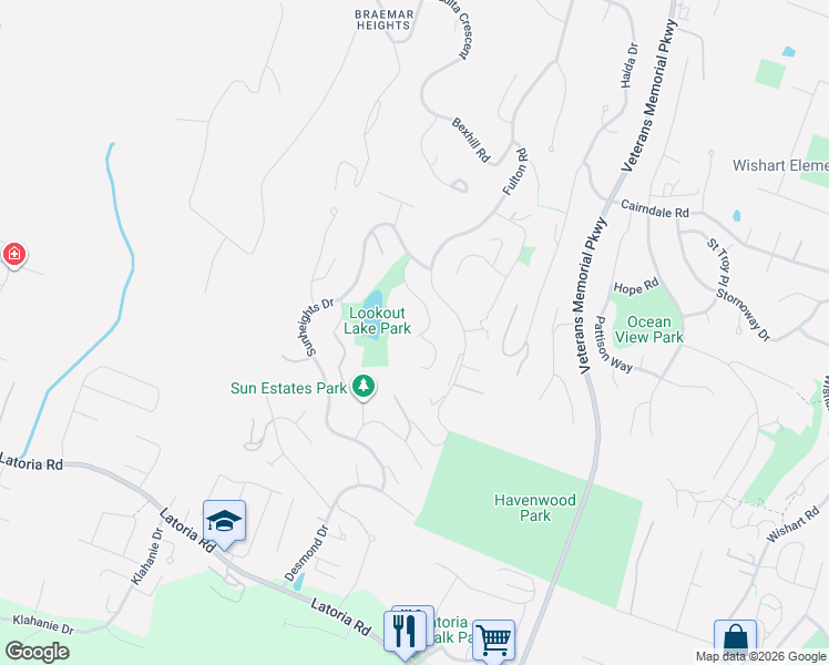 map of restaurants, bars, coffee shops, grocery stores, and more near 3461 Blue Sky Place in Victoria
