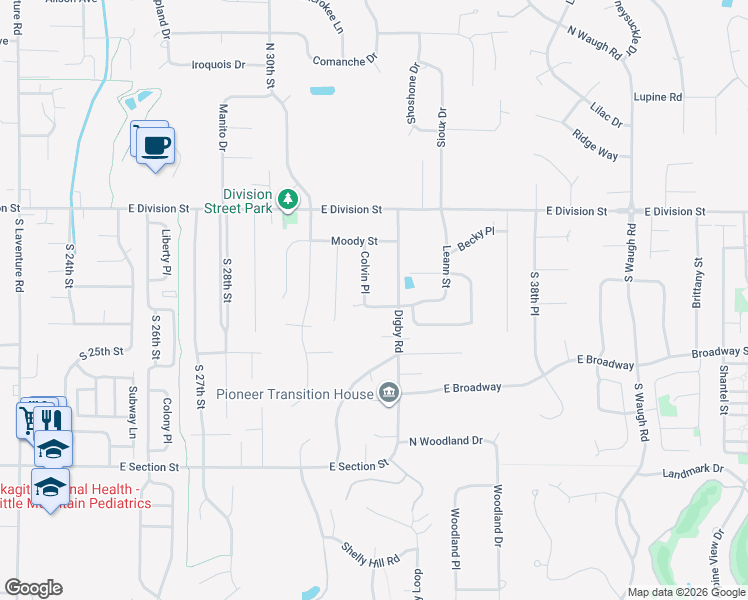 map of restaurants, bars, coffee shops, grocery stores, and more near 3321 East Montgomery Street in Mount Vernon