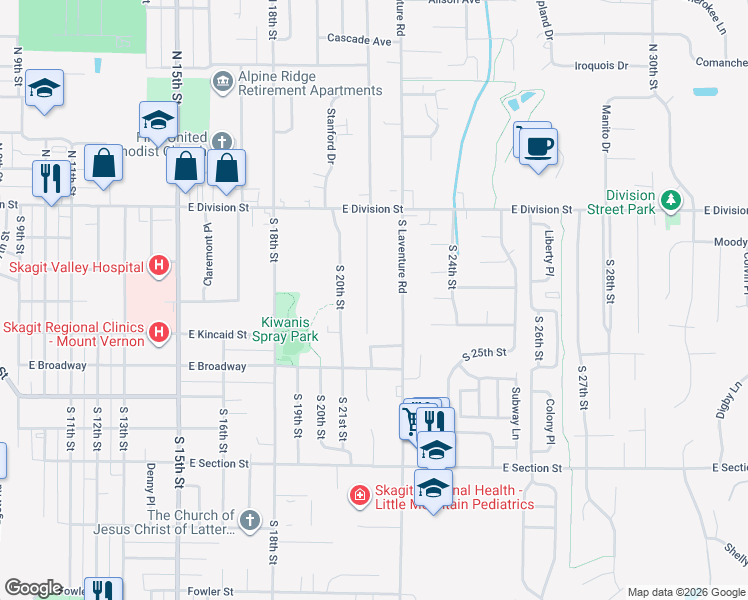 map of restaurants, bars, coffee shops, grocery stores, and more near 324 Widnor Drive in Mount Vernon