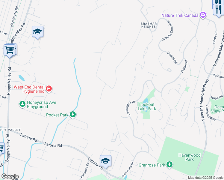 map of restaurants, bars, coffee shops, grocery stores, and more near 836 Walfred Road in Victoria