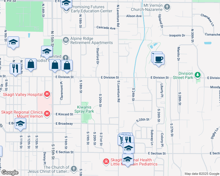 map of restaurants, bars, coffee shops, grocery stores, and more near 200 Widnor Drive in Mount Vernon