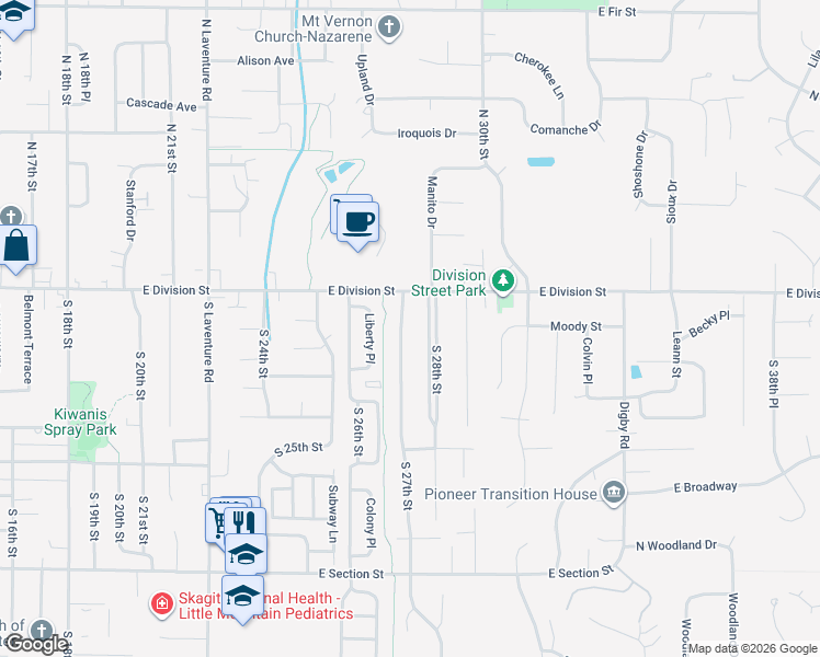 map of restaurants, bars, coffee shops, grocery stores, and more near 126 South 27th Street in Mount Vernon