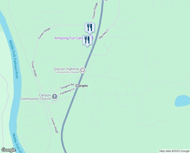 map of restaurants, bars, coffee shops, grocery stores, and more near Corbett Lane in Coram